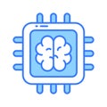 Brain with microchip, ai processor concept vector in trendy style, ready to use icon Royalty Free Stock Photo