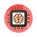 Brain with microchip, ai processor concept vector in trendy style, ready to use icon Royalty Free Stock Photo