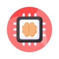 Brain with microchip, ai processor concept vector in trendy style, ready to use icon Royalty Free Stock Photo