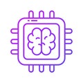 Brain with microchip, ai processor concept vector in trendy style, ready to use icon Royalty Free Stock Photo