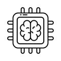 Brain with microchip, ai processor concept vector in trendy style, ready to use icon Royalty Free Stock Photo