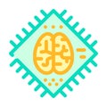 Brain microchip artificial intelligence color icon vector illustration