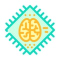 Brain microchip artificial intelligence color icon vector illustration