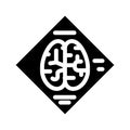 Brain microchip artificial intelligence glyph icon vector illustration