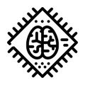 Brain microchip artificial intelligence line icon vector illustration