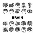 brain mind human head icons set vector Royalty Free Stock Photo