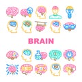 brain mind human head icons set vector Royalty Free Stock Photo