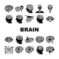 brain mind human head icons set vector Royalty Free Stock Photo