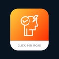 Brain, Mind, Power, Power Mode, Activate Mobile App Button. Android and IOS Line Version Royalty Free Stock Photo