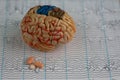 Brain model with antiepileptic medication on EEG Royalty Free Stock Photo