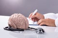 Brain Model And Stethoscope On Table Royalty Free Stock Photo