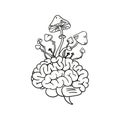 Brain and mushrooms. Vector