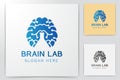 brain and negative space of test tube logo Designs Inspiration Isolated on White Background Royalty Free Stock Photo