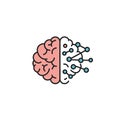 Brain Network Connection Icon: Human Cognition and Digital Connectivity Royalty Free Stock Photo