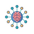 Brain Network Connection: Neural Connections, Artificial Intelligence, and Cognitive Function Royalty Free Stock Photo
