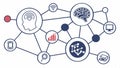Brain network interface, neural connections, mind technology, AI brain vector design Generative AI