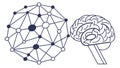 Brain Network Outline with Hexagonal Pattern, Abstract Neural Intelligence, vector design Generative AI Royalty Free Stock Photo