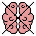 Brain no function icon color outline vector Royalty Free Stock Photo