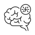 Brain nutrition black line icon. Food for thought. Connecting nutrition and lifestyle with mental health. Pictogram for web page, Royalty Free Stock Photo