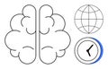 Brain with Globe and Clock Representing Global Thinking and Time Management Concepts Royalty Free Stock Photo