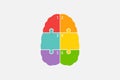 Brain Parts in piece of puzzle color connections Mind Health Vector design