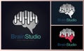 Brain Piano tuts music studio composer logo design template