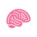 Brain pink color side view icon, intellect symbol