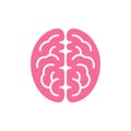 Brain pink color top view icon, intellect symbol vector illustration