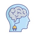 Brain plug fill vector icon which can easily modify or edit