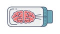 Brain in Power Bank, Cognitive Energy Technology, vector design Generative AI Royalty Free Stock Photo