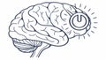 Brain with a Power On Button for Brainstorming Vector Design, vector design Generative AI Royalty Free Stock Photo