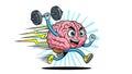 Brain Power Strong Brain Lifting Weights, Cartoon Illustration Royalty Free Stock Photo