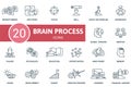 Brain Process icon outline set. Line Brain Process icon collection. Brainstorming, Solutions, Focus, Skill, Solve The