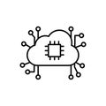 Brain, processor, cloud, network icon - Vector. Artificial intelligence Royalty Free Stock Photo