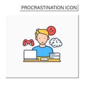 Brain procrastination color icon