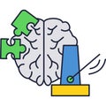 Brain puzzle head vector psychology icon isolated