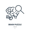 Brain Puzzle Icon. Brainstorm, Creativity, Think. Editable Stroke. Vector Icon