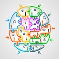 Brain of puzzles with workers Royalty Free Stock Photo