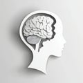Brain - quadratically shaped, white on blugrau, modern Royalty Free Stock Photo