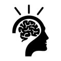Brain question icon. Brain storm power thinking