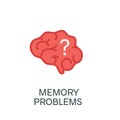 Brain with a question mark for memory problems and dementia concept