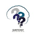 Brain and question marks - Questions Royalty Free Stock Photo