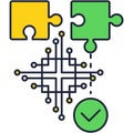 Brain recharge, creative jigsaw puzzle pieces icon