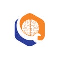 Brain repair vector logo design. Brain and wrench icon logo design.
