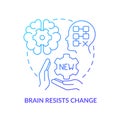 Brain resists change blue gradient concept icon Royalty Free Stock Photo