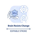 Brain resists change light blue concept icon