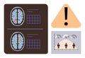 Brain Scan Analysis with Risk Warning and Statistical Chart Highlighting High-Risk Regions Royalty Free Stock Photo