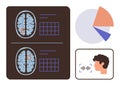 Brain Scan Analysis and Voice Recognition with Data Visualization Royalty Free Stock Photo