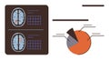 Brain Scan Data and Analytics with Pie Chart for Research and Analysis Concepts Royalty Free Stock Photo