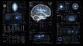 Brain scan in medical software visualization of neural activity. concept of neuroscience, brain research, medical technology, data Royalty Free Stock Photo